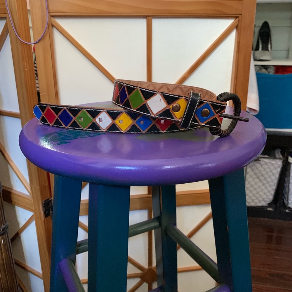 Kids leather color block belt